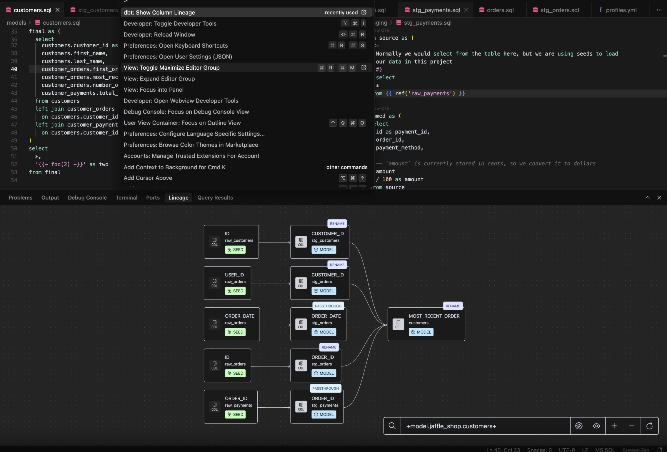 Show column-level lineage.